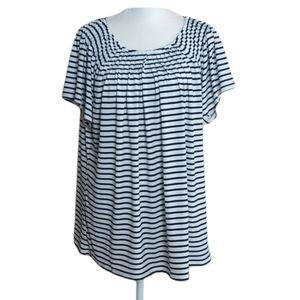 Style & Co. Black and White Striped Scoop Neck Flowy Blouse Size L